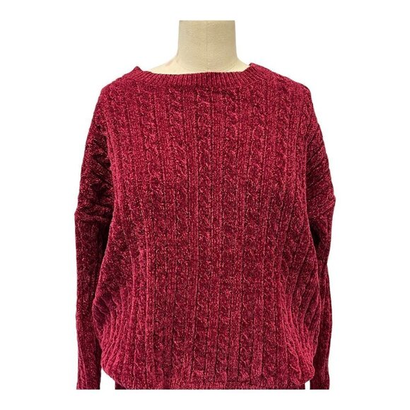 Macaron Boutique Sweater Pants Loungewear Chunky Red Burgundy Size Medium - Picture 2 of 5